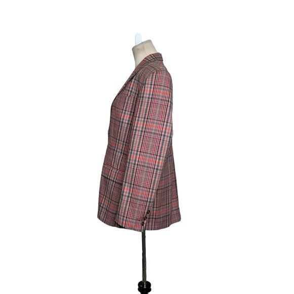 GAP 80's pink three buttons pink plaid vintage blazer size Large - Picture 5 of 9
